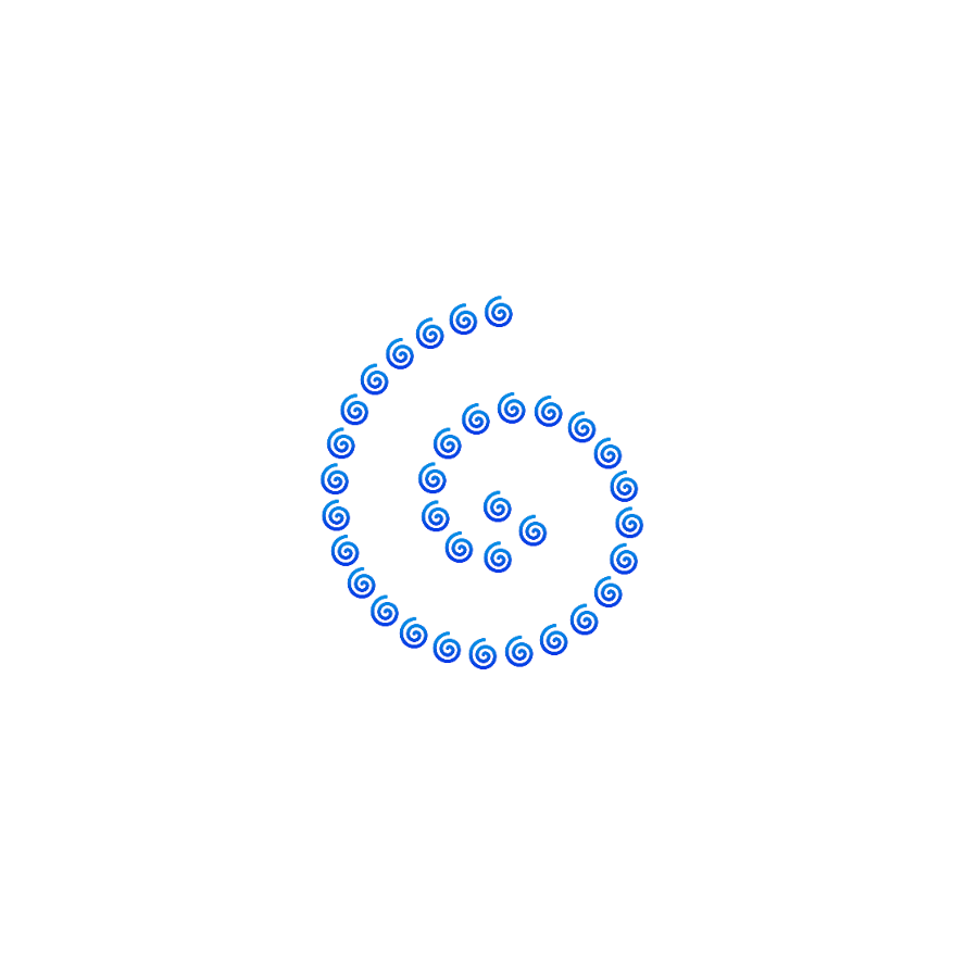 35 spiral emojis equidistantly placed in a spiral