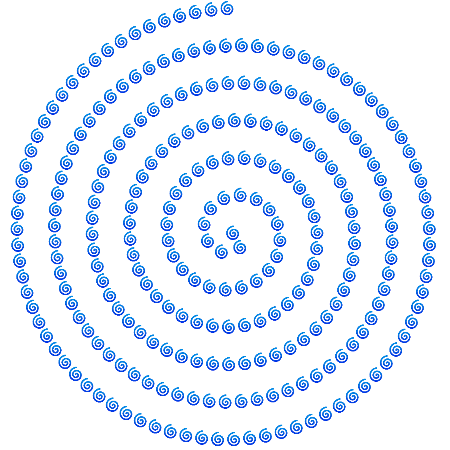264 spiral emojis equidistantly placed in a spiral